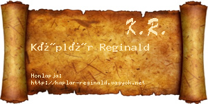 Káplár Reginald névjegykártya